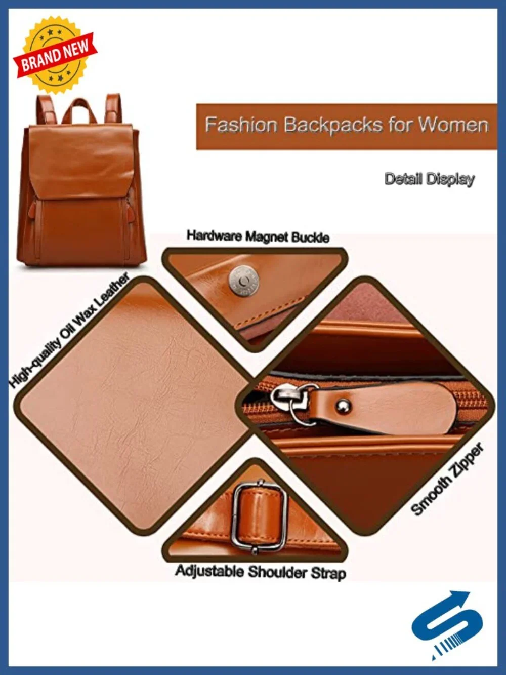 Vintage Oil Wax Leather Backpack Purse Satchel Bag Women College Casual